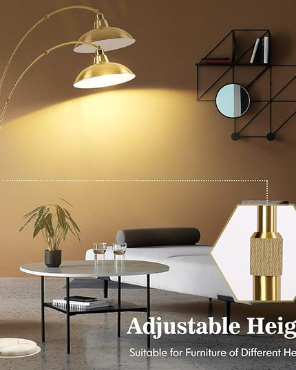 Gold Brass Arc Floor Lamp for Living Room - Mid Century Modern Standing Lamp, Overhanging Floor Lamps, Arch Stand Up Lamp & Floor Light with White Marble Base, Ideal for Bedroom Study Room - LeafyLoom