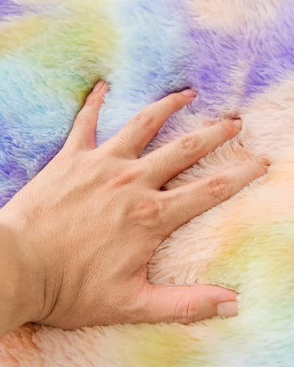 A Nice Night Faux Fur Reading Pillow Bed Wedge Large Adult Children Backrest with Arms Back Support for Sitting Up in Bed/Couch for Bedrest,Tie Dyed Purple - LeafyLoom