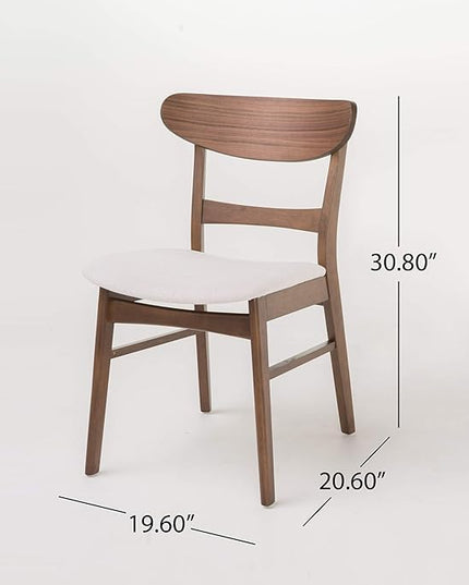 Christopher Knight Home Idalia Dining Chairs, 2-Pcs Set, Rubber Wood, Light Beige / Walnut Finish - LeafyLoom