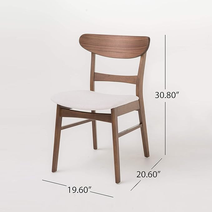 Christopher Knight Home Idalia Dining Chairs, 2-Pcs Set, Rubber Wood, Light Beige / Walnut Finish - LeafyLoom