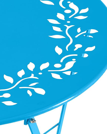Alpine Corporation Indoor/Outdoor 3-Piece Bistro Set Folding Table and Chairs Patio Seating, Blue - LeafyLoom