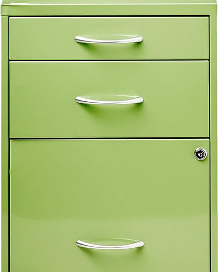 OSP Home Furnishings HPB Heavy Duty 3-Drawer Metal File Cabinet for Standard Files and Office Supplies, Green Finish - LeafyLoom