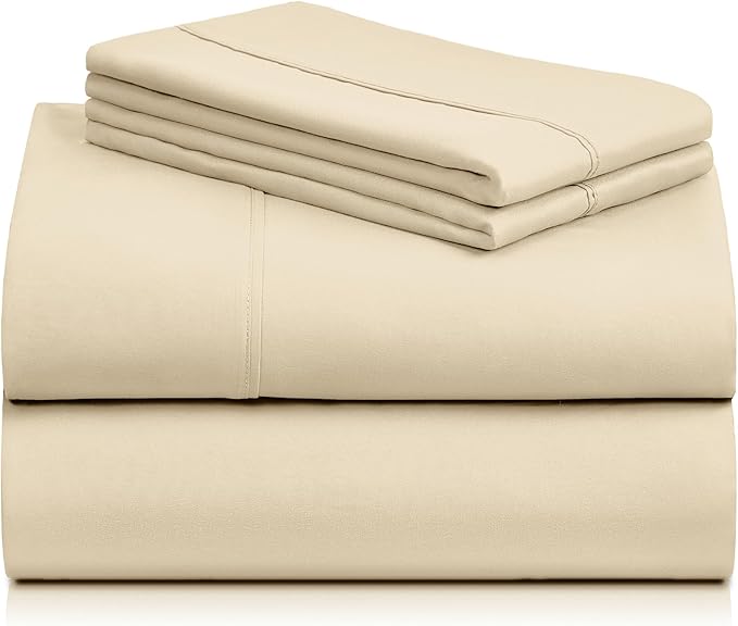 LuxClub Twin XL Sheets - Soft Kids Twin Bed Sheets for Boys and Girls, 4 PC Deep Pockets 18" Eco Friendly Wrinkle Free Kids Fitted Sheets Machine Washable Hotel Bedding Silky Soft- Cream Twin XL - LeafyLoom