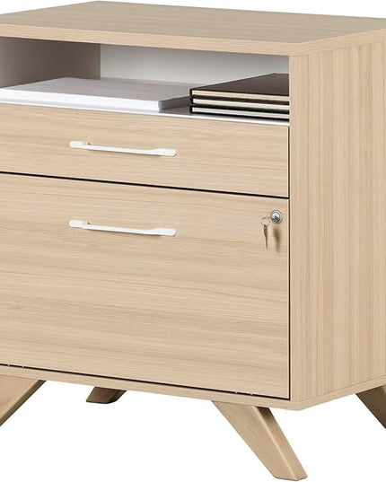 South Shore Helsy 2-Drawer File Cabinet, Lateral, Soft Elm and White - LeafyLoom