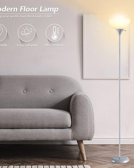 Floor Lamp, Standing Lamp, Modern Floor Lamp with Drop-Resistant White Lampshade, E26 Socket, Industrial Floor Lamp for Living Room Bedroom Study Office - LeafyLoom