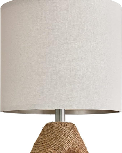 OYEARS Boho Table Lamps Bedroom Living Room Set 2 Small Farmhouse Rattan Table Lamp 19”Rustic Home Decoration Nightstand Bedside Lamp for Office Compatible with Smart Light Bulbs(Not include Bulbs) - LeafyLoom