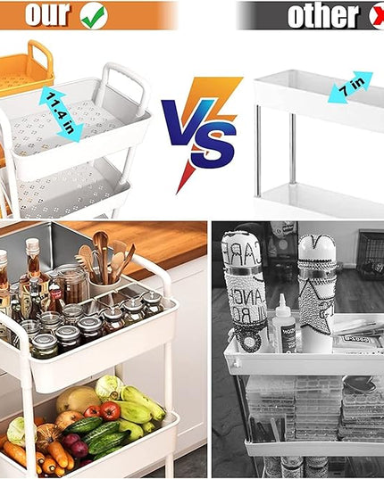 5-Tier Rolling Cart, Utility Cart with Lockable Wheels, Storage Cart Craft Cart Book Cart Diaper Cart Organizer for Bathroom Kitchen, white - LeafyLoom