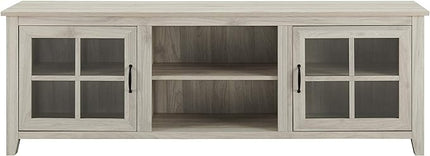 Walker Edison Portsmouth Classic 2 Glass Door TV Stand for TVs up to 80 Inches, 70 Inch, Birch - LeafyLoom