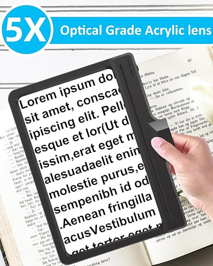 5X Magnifying Glass with Light and Stand, Adjustable Brightness Magnifying Floor Lamp, Gooseneck Arm Lighted Magnifier for Reading, Crafts and Close Work - LeafyLoom