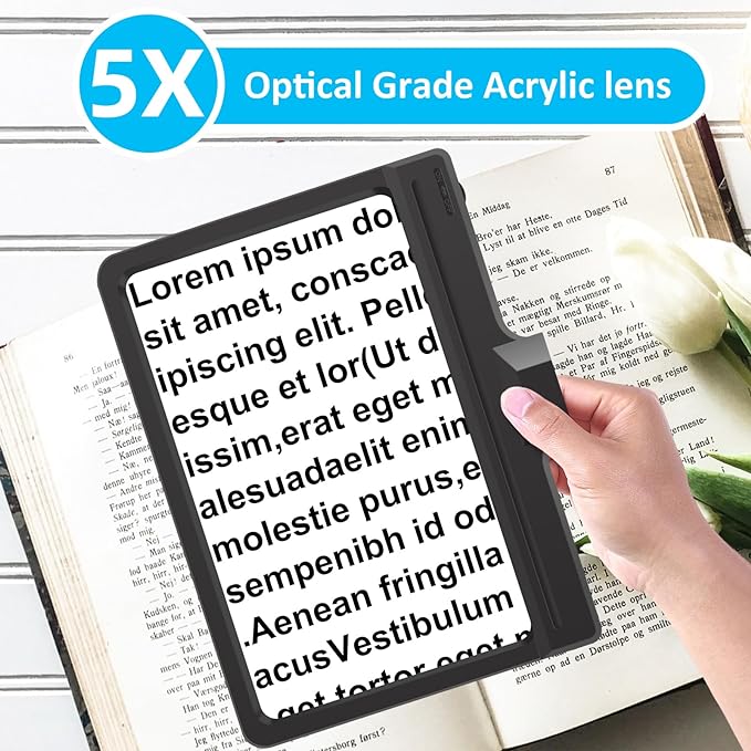 5X Magnifying Glass with Light and Stand, Adjustable Brightness Magnifying Floor Lamp, Gooseneck Arm Lighted Magnifier for Reading, Crafts and Close Work - LeafyLoom