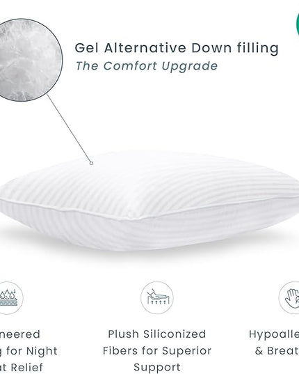 Threadmill Soft Bed Pillows King Size Set of 2 | Down Alternative Cooling Bed Pillow for Sleeping | Soft Pillows for Bed | 20 x 36 Hotel, King Size Pillows 2 Pack for Back, Stomach or Side Sleepers - LeafyLoom