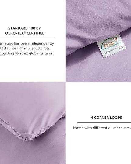 CozyLux Lavender Purple Comforter Set Queen Size, 3 Pieces Solid Breathable Quilted Boho Style Bedding Sets, Luxury Fluffy Soft Microfiber Comforter for All Season(1 Comforter & 2 Pillowcases) - LeafyLoom