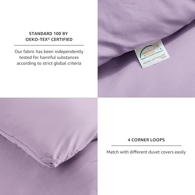 CozyLux Lavender Purple Comforter Set Queen Size, 3 Pieces Solid Breathable Quilted Boho Style Bedding Sets, Luxury Fluffy Soft Microfiber Comforter for All Season(1 Comforter & 2 Pillowcases) - LeafyLoom