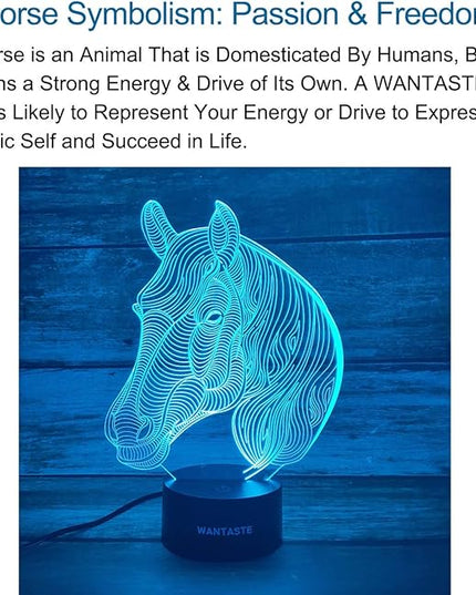 Horse 3D Lamp Gifts for Boys Girls Room, Night Light Toys Bedside Decor Gifts for Kids Baby, 7 Colors Changing Nightlight with Smart Control - LeafyLoom
