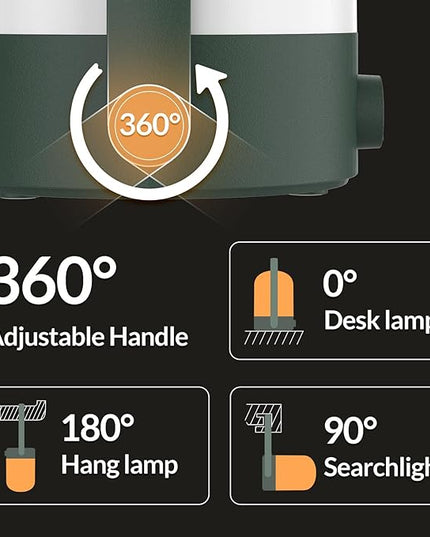 Table Lamp Portable Cordless Lantern, 360° Portable Handle, Stepless Dimmer, Powerful Long-Lasting 50hrs, Rechargeable LED Lantern for Camping Bedroom Party (Green) - LeafyLoom