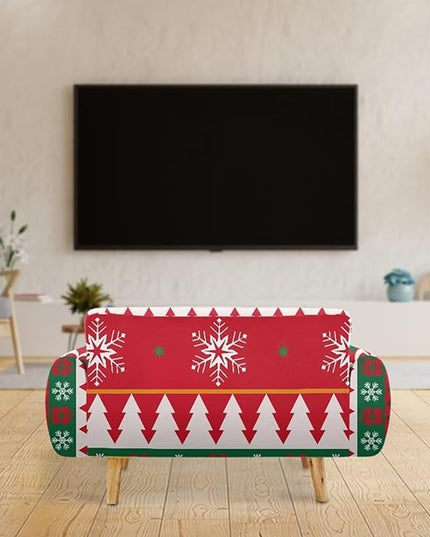 FKELYI Red Christmas Sofa Furniture Protector Easy Going Stretch Sofa Slipcover Comfortable Sofa Couch Cover with Elastic Bottom L FKELYI