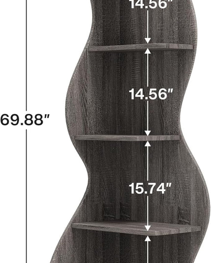 Small Corner Shelf, Modern 5-Tier Wall Corner Bookshelf, Stylish Bookcase Storage Rack for Small Space,Living Room. Bedroom - LeafyLoom