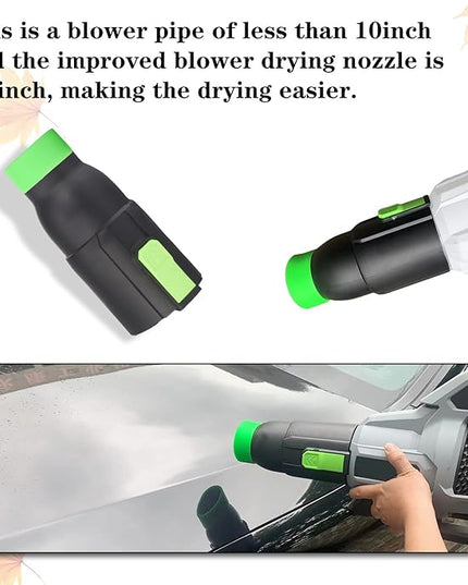 Car Drying Nozzle for EGO Leaf Blower, for Replace Blower 530, 575, 580,615, 650, 765, Bare Car Drying (8" Long) & Green Protective Silicone Band - LeafyLoom