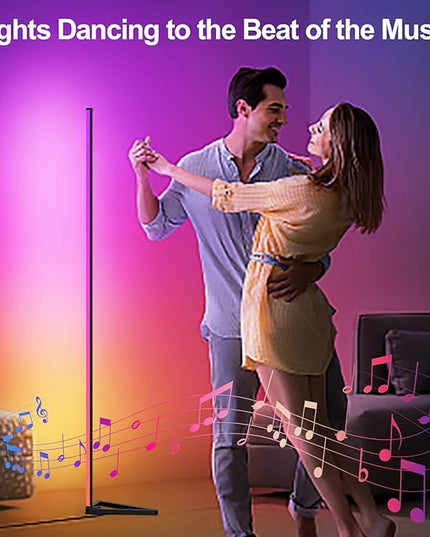 MIHEAL RGB Corner Floor Lamp, 56" Color Changing LED Corner Lamp with APP Control, Modern Standing Lamp with Music Sync and 16 Million DIY Colors, Heavy Base for Bedroom Living Room Gaming Room - LeafyLoom