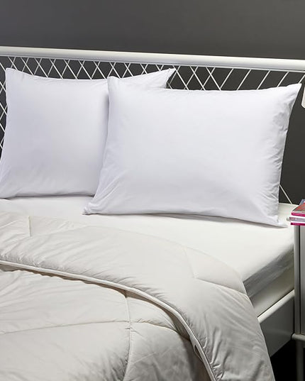 Amazon Basics Down Alternative Bed Pillows and Pillow Protector Case 2-Piece Set, 26 in x 20 in, Soft Density, Standard - Pack of 2, White - LeafyLoom