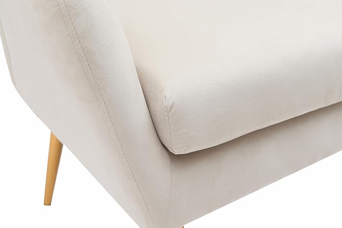 US Pride Furniture Modern Accent Chair with Ergonomic High Wingback, Microfiber Upholstered Armchair with Metal Legs for Living Room, Bedroom, Office or Vanity, Ivory - LeafyLoom