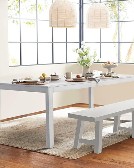 COLAMY Wood Dining Table for 4 6 People, Rectangle Wooden Kitchen Table with Square Legs, Farmhouse Dinner Table for Dining Room, Office, White - LeafyLoom