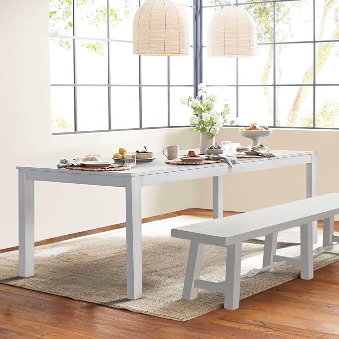 COLAMY Wood Dining Table for 4 6 People, Rectangle Wooden Kitchen Table with Square Legs, Farmhouse Dinner Table for Dining Room, Office, White - LeafyLoom