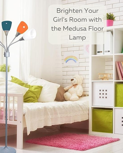 Modern Floor Lamp For Bedroom - Medusa Adjustable Floor Lamp Standing Lamp Bedroom Light With 5 Multi-colored Acrylic Reading Shades Stand Up Lamp Gooseneck Lamp Classroom Lamp Kids Floor Lamp - LeafyLoom