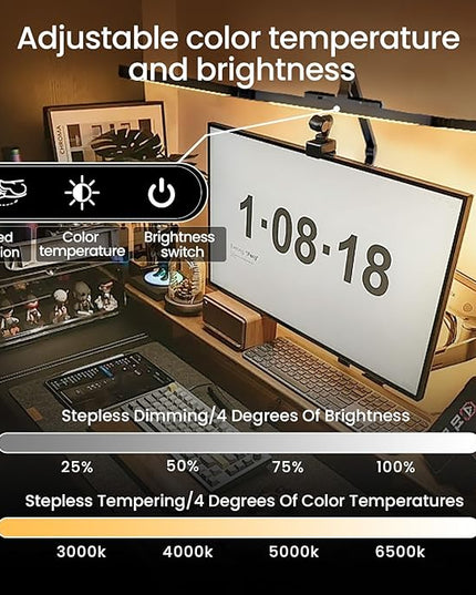 Led Desk Lamp for Home Office, Ultra Bright Touch-Dimming Architect Table Lamp with Clamp, 24W Adjustable Foldable Three Swing Arm Eyecare Led Desk Light with Infrared Sensor-Black - LeafyLoom