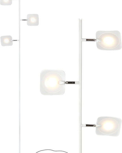 Brightech Tree Floor Lamp for Living Rooms & Offices, Dimmable Standing Lamp for Bedroom Reading, LED Spotlight Floor Lamp, Tall Lamp with Adjustable Panels for Minimal Space Use - White - LeafyLoom