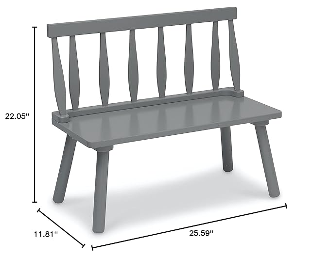 Delta Children Windsor Bench, Grey - LeafyLoom