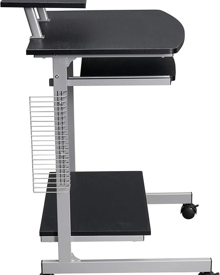 Techni Mobili Compact Computer Cart with Storage, Espresso - LeafyLoom