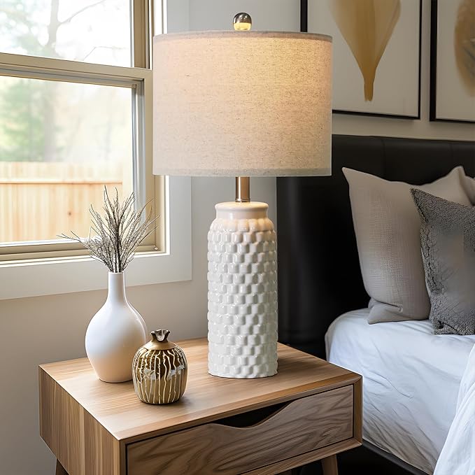 24" Lamps for Living Room: Bedside Lamps - Table Lamps Set of 2 Lamps for Night Stands Living Room Lamps Bedroom Lamps White Lamps… - LeafyLoom