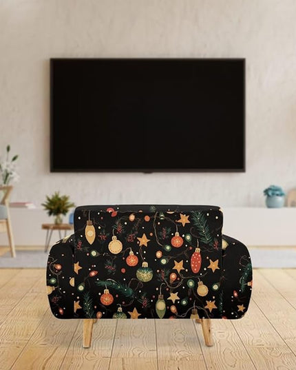 FKELYI Christmas Lights Sofa Furniture Protector with Elastic Bottom Easy Going Stretch Sofa Slipcover for Indoor Non-Slip Sofa Couch Cover M FKELYI