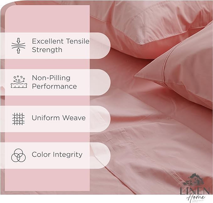 100% Cotton Percale Sheets California King Size, English Rose, Deep Pocket, 4 Pieces Sheet Set - 1 Flat, 1 Deep Pocket Fitted Sheet and 2 Pillowcases, Crisp Cool and Strong Bed Linen - LeafyLoom