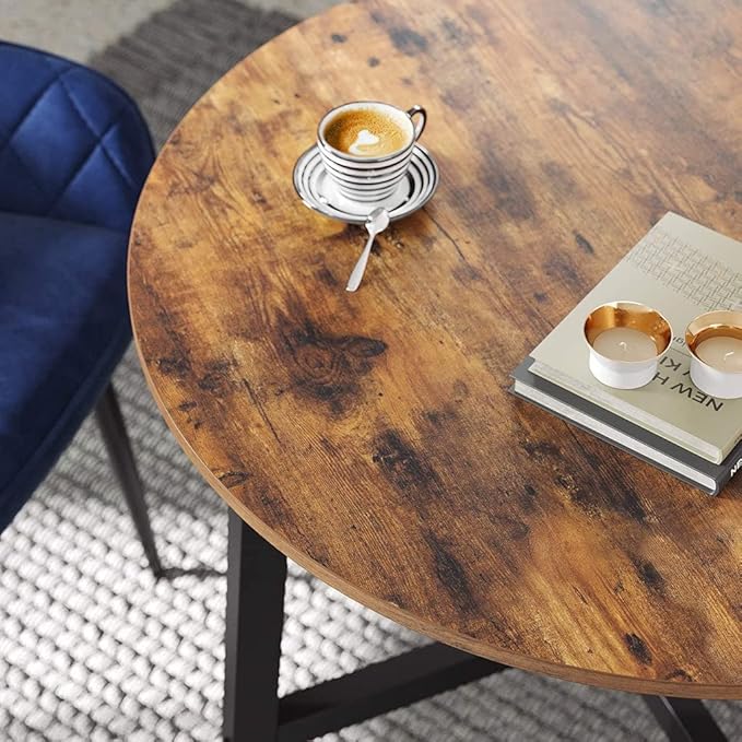 VASAGLE Round Dining Table, for Living Room, Office, Round Top, 31.5 x 31.5 x 29.5 Inches, Brown - LeafyLoom