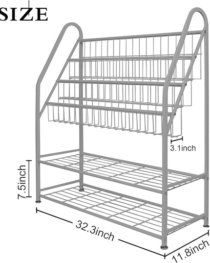 aboxoo Metal Kids Bookshelf Grey Bookcase LargeFreestanding for Children Room 32 in Toy Organizer Large Stable Bookcase Bookstore Library Book Unit Storage Kids Bed Living Room - LeafyLoom