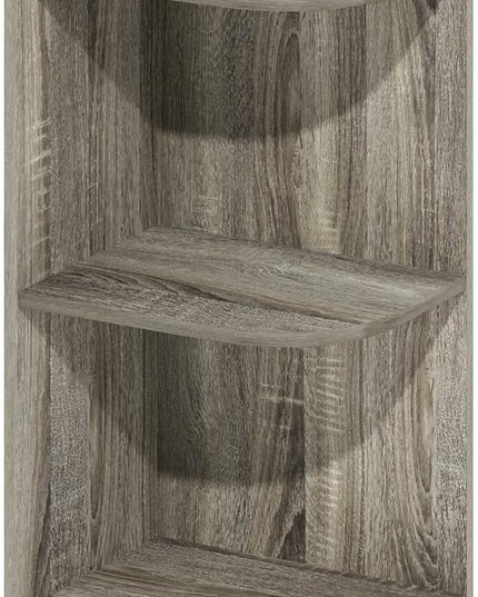 Furinno Pasir 4-Tier Corner Open Shelf Bookcase, French Oak - LeafyLoom