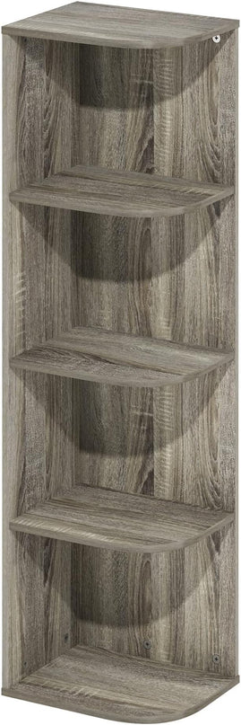 Furinno Pasir 4-Tier Corner Open Shelf Bookcase, French Oak - LeafyLoom
