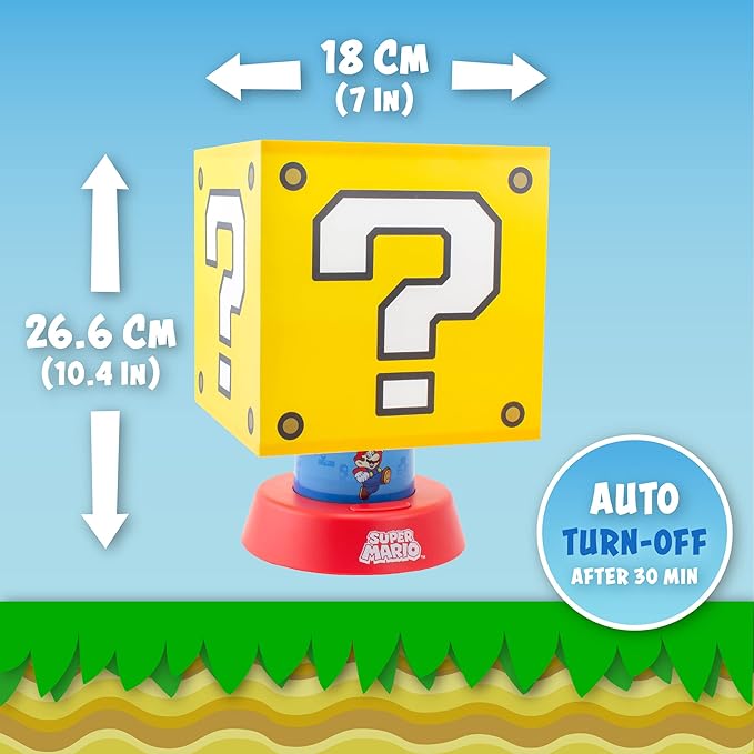 Paladone Super Mario Icon Lamp with 3 Brightness Settings and Auto Shut Off, Nintendo Game Merchandise and Themed Bedside Decor for Kids - LeafyLoom