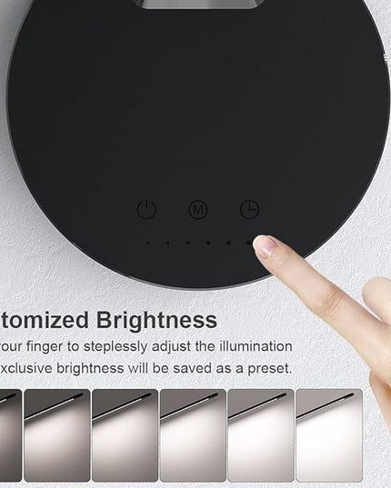 LED Desk Lamp with USB Charging Port, Touch Control Dimmable Office Lamp, 5 Color Modes 6 Brightness Levels Eye-Caring Table Lamp for Home Office Bedroom Reading Study, Black - LeafyLoom