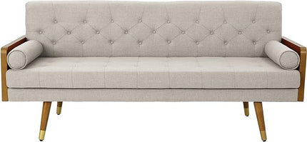 Christopher Knight Home Aidan Mid Century Modern Tufted Fabric Sofa, Beige - LeafyLoom