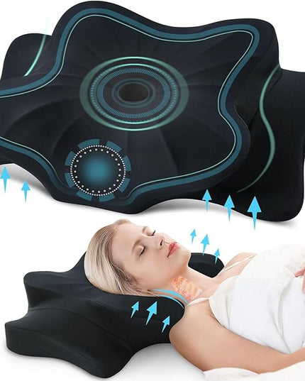 DONAMA Cervical Pillow for Neck and Shoulder,Contour Memory Foam Pillow,Ergonomic Neck Support Pillow for Side Back Stomach Sleepers with Pillowcase - LeafyLoom