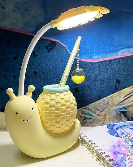 Cute Desk Lamp,Childrens Led Night Light, Portable Foldable Rechargeable Animal Table Lamp for Kids Students Desk with Lights (Yellow) - LeafyLoom