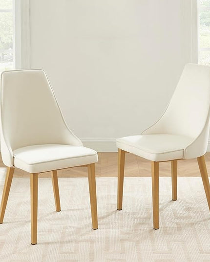 Dining Chairs Set of 2, Modern and Minimalist Leisure Backrest Velvet Chairs. Leisure Upholstered Velvet Dining Chair with Gold Metal Chromed Legs - LeafyLoom