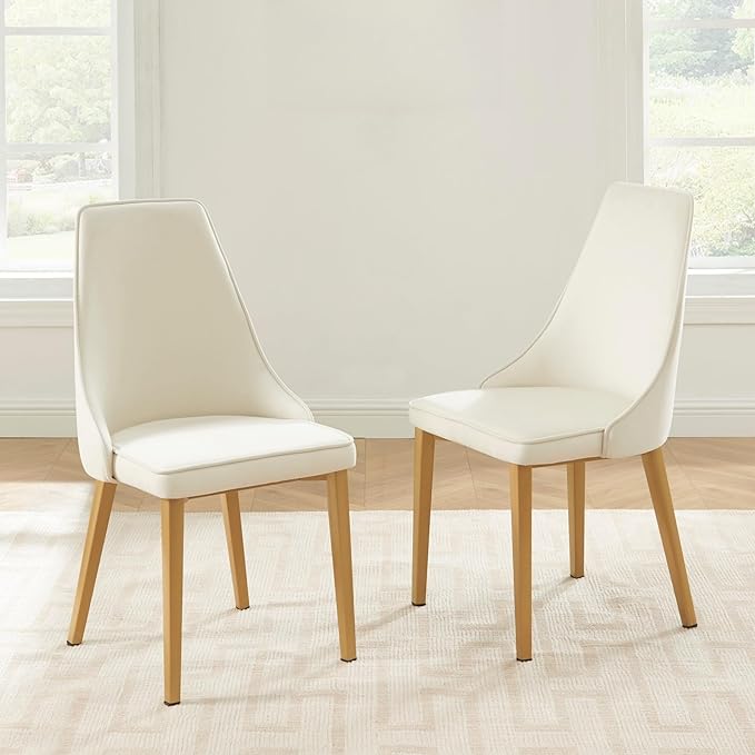 Dining Chairs Set of 2, Modern and Minimalist Leisure Backrest Velvet Chairs. Leisure Upholstered Velvet Dining Chair with Gold Metal Chromed Legs - LeafyLoom