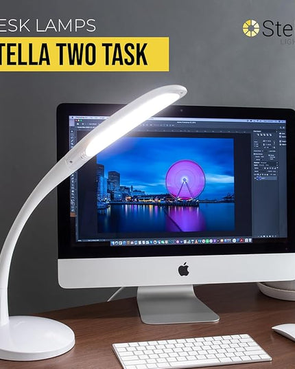 Stella Two Premium 11W LED Desk Task Lamp, Dimmable, Custom Color Temperature, Adjustable, and Remote Controlled Modern Desk Lamp for Living Room, Bedroom, and Office Lighting - LeafyLoom