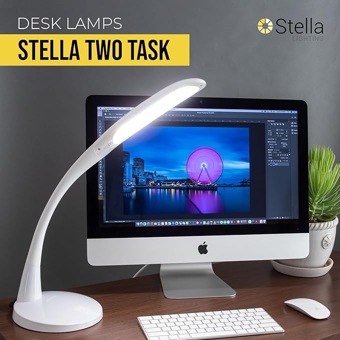 Stella Two Premium 11W LED Desk Task Lamp, Dimmable, Custom Color Temperature, Adjustable, and Remote Controlled Modern Desk Lamp for Living Room, Bedroom, and Office Lighting - LeafyLoom