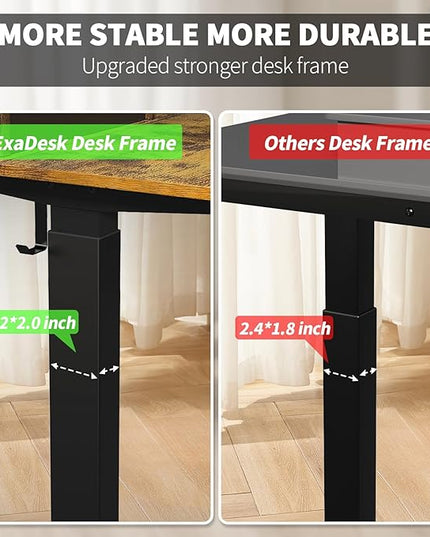 48 * 30 Inches Electric Standing Widened Desk Adjustable Height with 4 Drawers, Double Storage Shelves Stand Up Desk, Home Office Workstation Sit Stand up Desk (Rustic Brown) - LeafyLoom