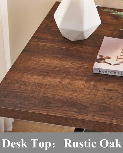 BON AUGURE Computer Desk, Modern Simple Wood Home Office Desk, Wood and Metal PC Writing Workstation, Walnut Sturdy Home Office Desks (55 Inch, Rustic Oak) - LeafyLoom